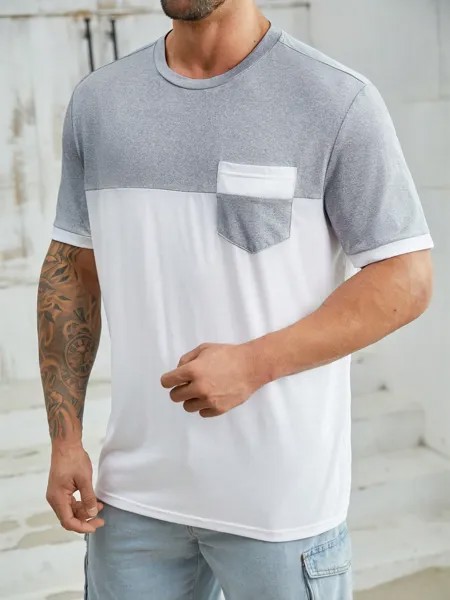 Мужская футболка больших размеров Manfinity Homme в стиле пэчворк с цветными блоками и короткими рукавами, многоцветный