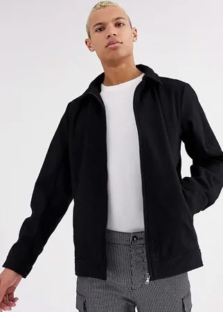 Куртка Харрингтон из ткани с добавлением шерсти Jacamo-Черный