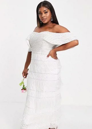 Белое свадебное платье с открытыми плечами Virgos Lounge Curve-Белый