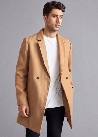 Пальто с лацканами с пуговицами с карманами для мужчины