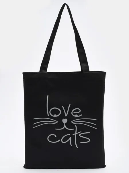 Сумка-шоппер женская CROSS CASE CCW-5010, love cats черный