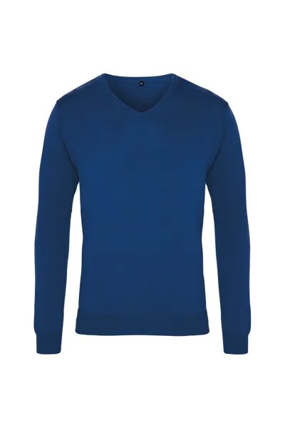 Вязаный свитер с V-образным вырезом Premier, синий
