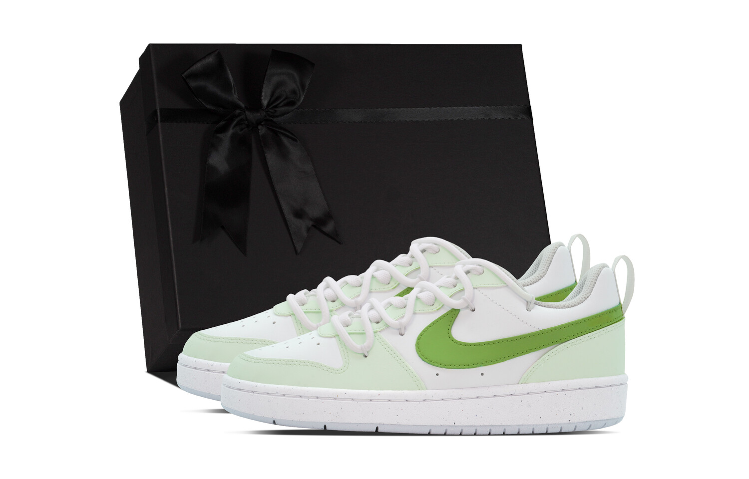Кроссовки Nike Court Borough Skateboarding Shoes Women's Low-top White/green, зеленый