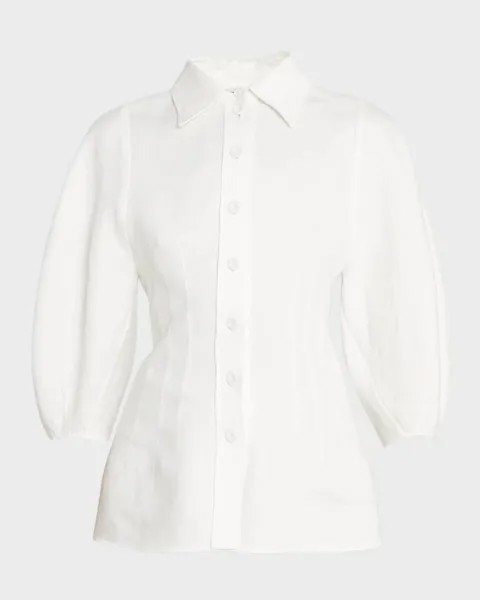 Блузка с пуговицами спереди из мягкого стираного льна Chloe