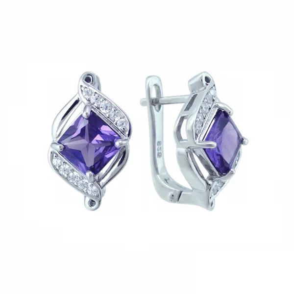 Серьги женские из серебра Balex Jewellery 2405937380, александрит/фианит