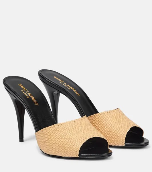 Мюли La 16 95 с эффектом рафии Saint Laurent, черный