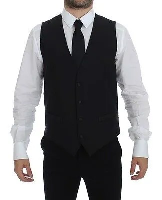 DOLCE - GABBANA Черное шерстяное шелковое платье Жилет Gilet Weste IT48 / US38 / M Рекомендуемая розничная цена 500 долларов США