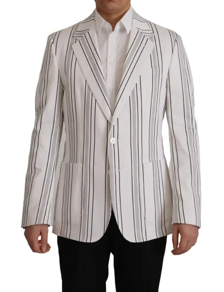 DOLCE - GABBANA Хлопковый однобортный пиджак в белые полоски EU44/US34/XS $2500