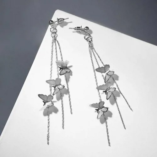 Серьги цепочки Queen Fair, мультиколор, серебряный
