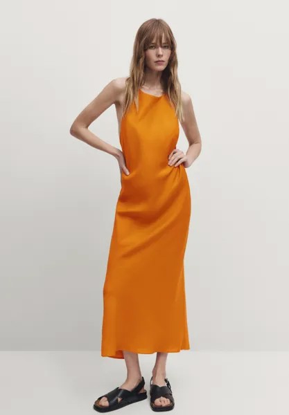 Повседневное платье MIDI WITH TWISTED BACK DETAIL Massimo Dutti, цвет orange