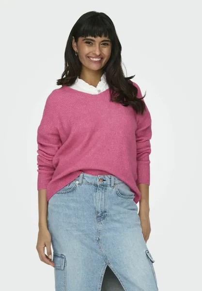 Свитшот ONLY CAMILLA V-NECK L/S NOOS, цвет azalea pink