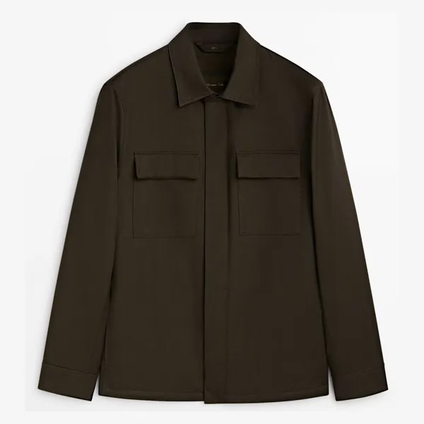 Куртка Massimo Dutti Micro Twill With Pockets, коричневый