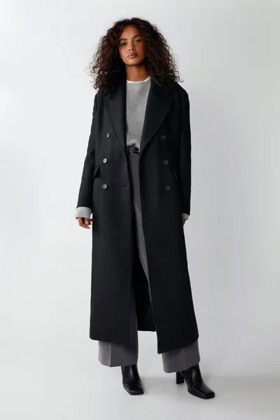 Двубортное пальто премиум-класса из итальянской шерсти, сшитое по индивидуальному заказу Warehouse, черный
