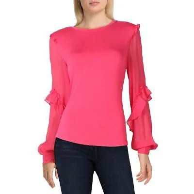 Женская блузка с круглым вырезом Generation Love Joni розовая шелковая с рюшами XS BHFO 8658