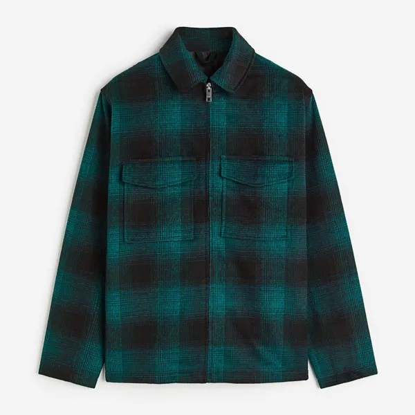 Куртка-рубашка H&M Regular Fit Plaid, бирюзовый