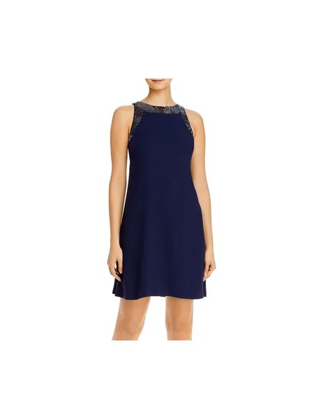 AIDAN MATTOX Женское темно-синее короткое коктейльное платье без рукавов с круглым вырезом 6