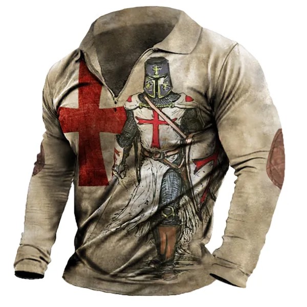 Мужская винтажная футболка-поло Templar Polo с длинным рукавом
