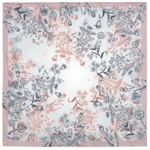Платок Павловопосадская платочная мануфактура,76х76 см, бежевый, розовый