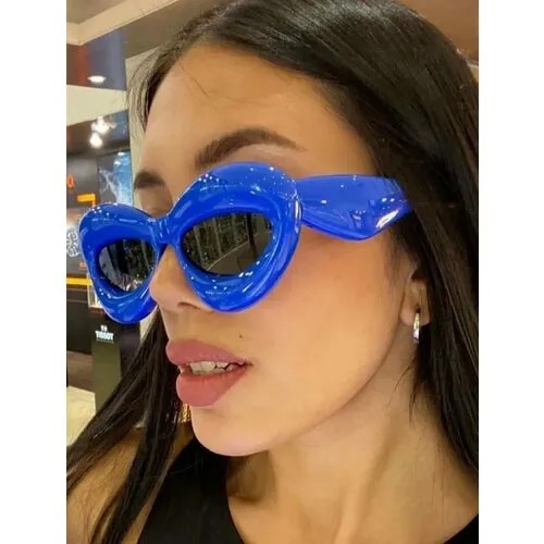 Солнцезащитные очки , кошачий глаз, оправа: пластик, синий