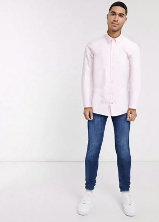 Розовая строгая приталенная рубашка Burton Menswear-Розовый