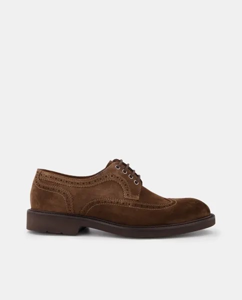 Мужские туфли на шнуровке из коричневой замши с веганским верхом и рублеными деталями Lottusse, коричневый