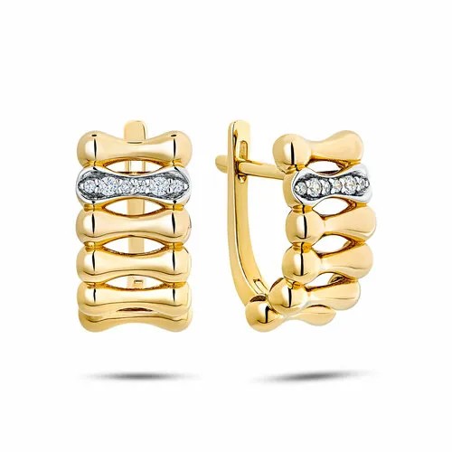 Серьги Яхонт, желтое золото, 585 проба, фианит, , бесцветный