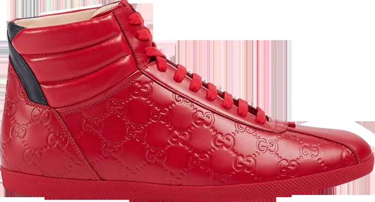 Кроссовки Gucci Signature High Top Red, красный
