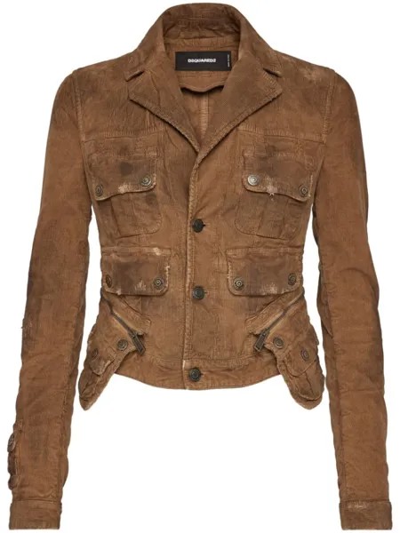 Dsquared2 однобортный пиджак из вельвета, коричневый