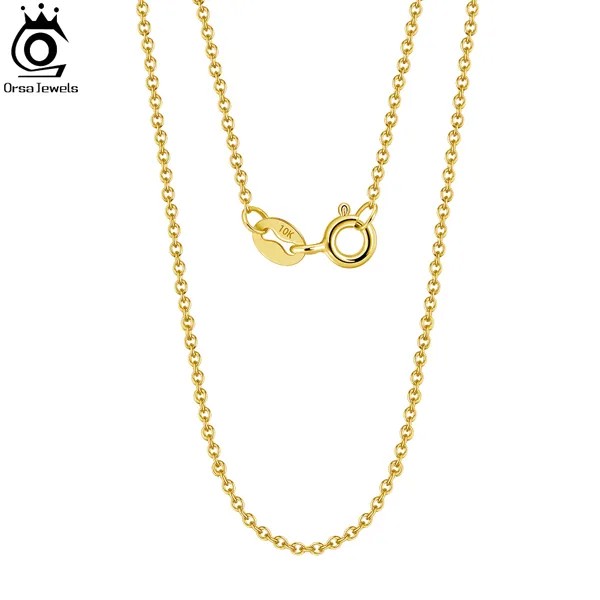 ORSA JEWELS подлинное AU417 10K золото 1,0 мм кабельная цепочка Ожерелье для женщин желтый/белый/розовый твердая 10K Золотая цепочка на шею ювелирные изделия FC02