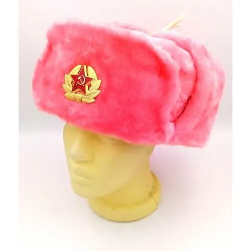Шапка ушанка ПодариТо, размер 60, розовый