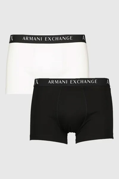 Боксеры с логотипом на поясе - 2 пары Armani Exchange, черный