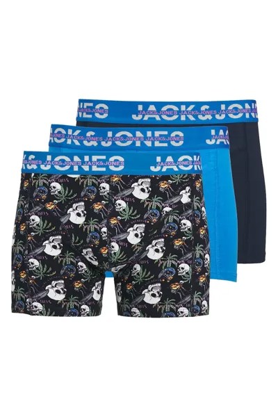 Боксеры с логотипом на поясе - 3 пары Jack & Jones, зеленый