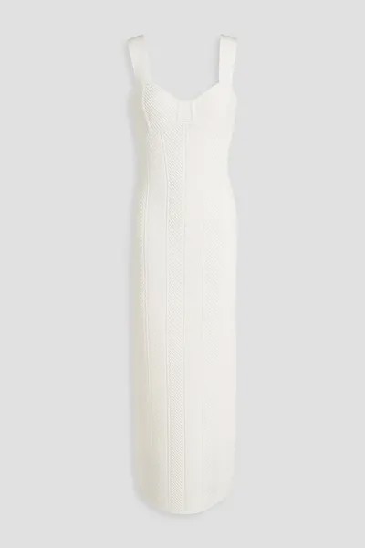 Платье макси в рубчик с повязкой HERVÉ LÉGER, белый