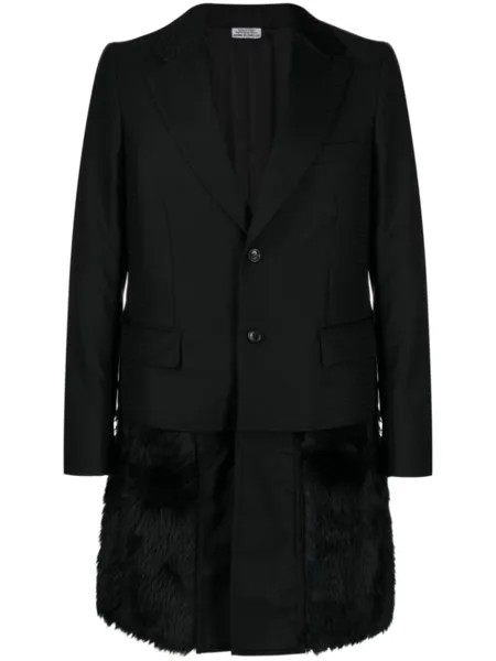 Comme des Garçons Homme Plus однобортное пальто с искусственным мехом, черный