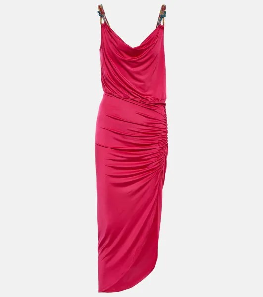 Платье миди Biava со сборками и бисером VERONICA BEARD, розовый