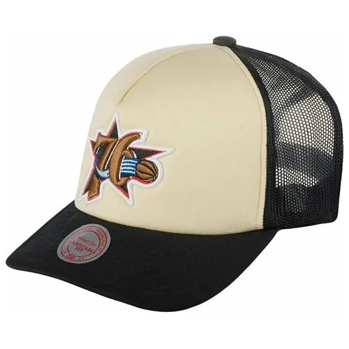 Бейсболка MITCHELL NESS арт. 5HSSSH21323-P76OFWH Philadelphia 76Ers NBA (бежевый / черный), размер ONE