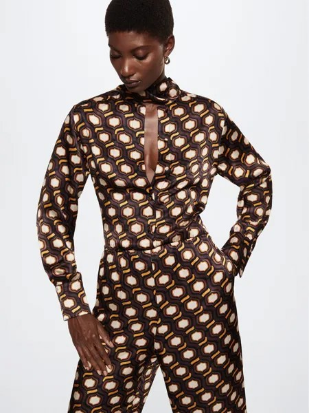 Комбинезон с воротником Mango Geometric Mao, коричневый