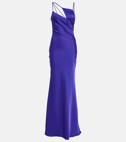 Атласное платье-комбинация Melva THE ATTICO, синий
