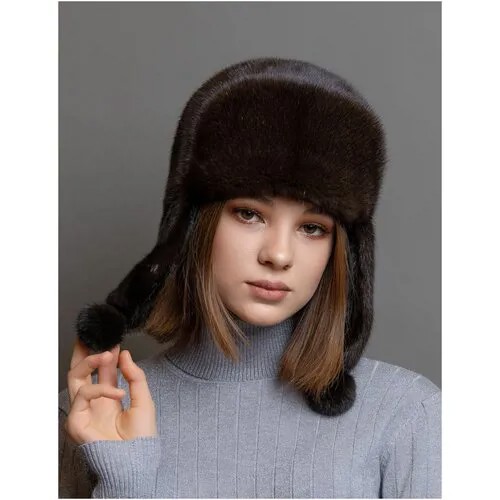 Женская меховая норковая зимняя шапка ушанка из меха норки