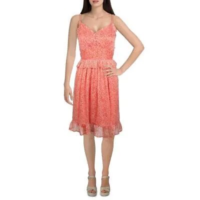 Vero Moda Женское оранжевое мини-платье выше колена с цветочным принтом и оборками S BHFO 8689