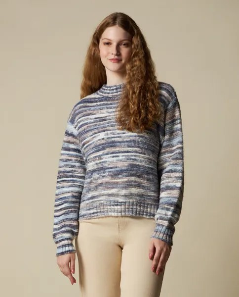 Разноцветный пуловер из трикотажа NICE&CHIC, синий