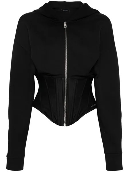 Mugler худи на молнии, черный