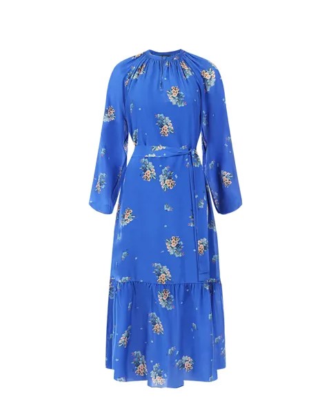 Платье из синего шелка с цветочным принтом Alena Akhmadullina