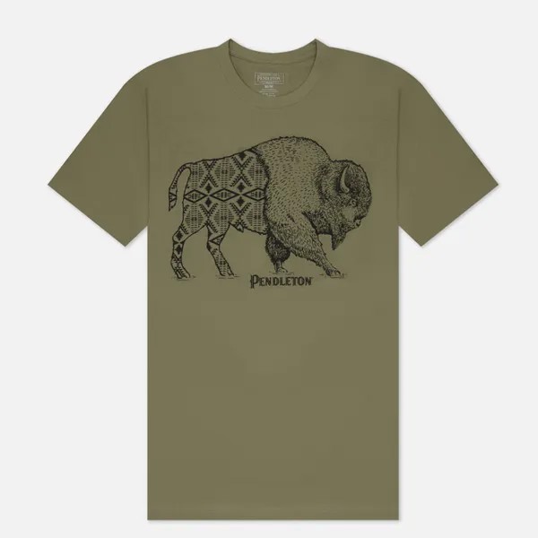 Мужская футболка Pendleton Jacquard Bison Graphic оливковый, Размер M