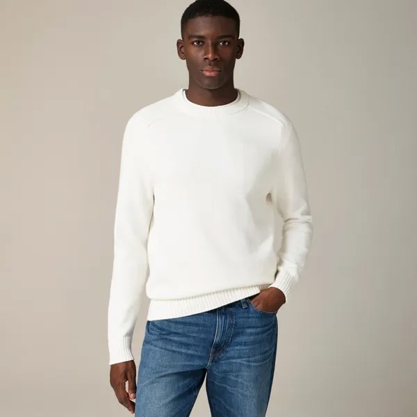 Свитер из хлопка с круглым вырезом J.Crew, белый