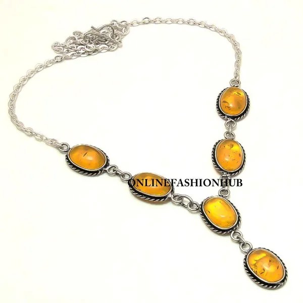 Балтийский янтарь Gemstone 925 Sterling Silver Plated Ожерелье Ювелирные изделия EJJ-N2