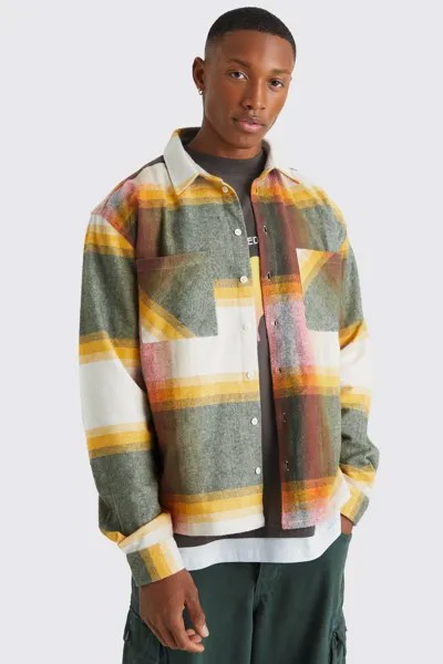 Свободная рубашка в клетку Heavyweight Check boohooMAN, оранжевый