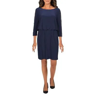 Женское темно-синее блузоновое коктейльное и вечернее платье Jessica Howard Petites 8P BHFO 1348