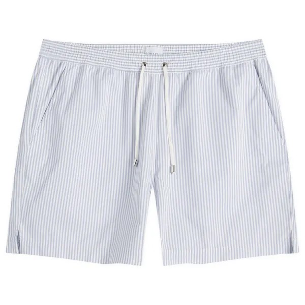 Шорты для плавания Sunspel Stripe Swim Shorts, цвет White & Cool Blue Swim Stripe