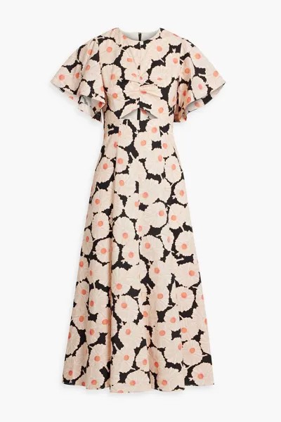 Платье миди из эластичного хлопково-поплина с вырезом и принтом DEREK LAM 10 CROSBY, персиковый